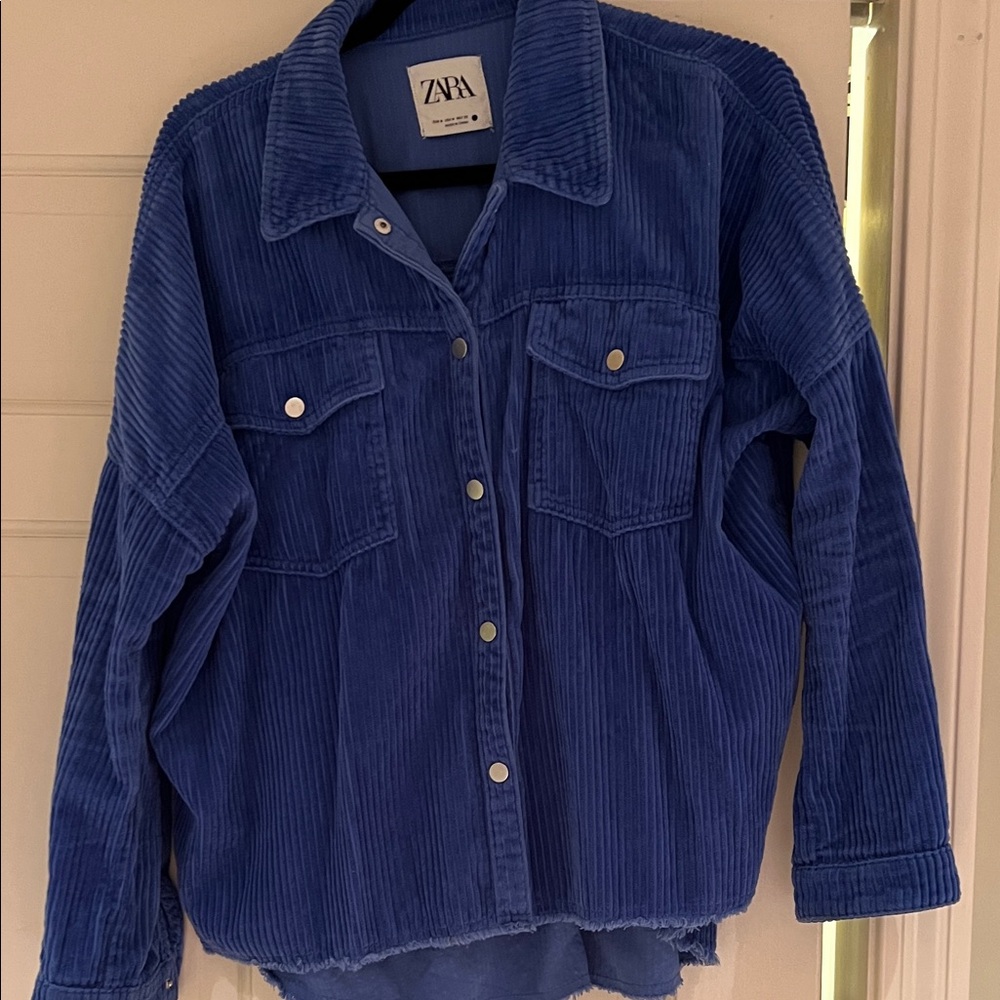 Zara Women's Deep Blue Corduroy Utility Jacket